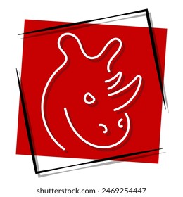 rhinoceros red banner. Vector illustration.