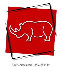 rhinoceros red banner. Vector illustration.