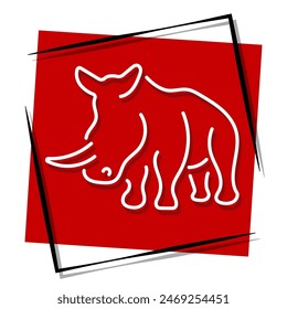 rhinoceros red banner. Vector illustration.