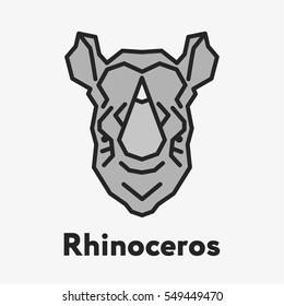 Rhinoceros Rhino Face Head Minimalistic Colorful Flat Line Outline Stroke Icon Pictogram Symbol Emblem