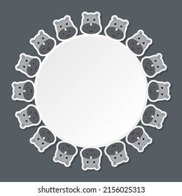 Rhinoceros with round frame for banner, poster, and greeting card