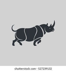 Rhinoceros run sign logo vector illustration 