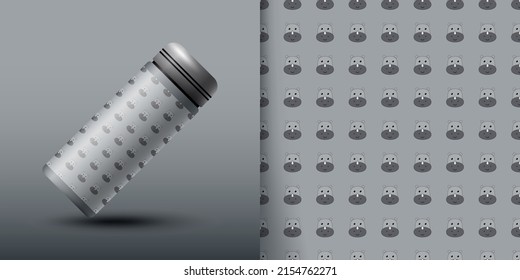 Rhinoceros seamless pattern with bottle