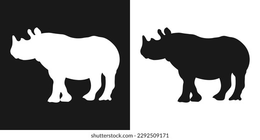 Rhinoceros. A set of isolated icons, a black-and-white logo on a white-and-black background