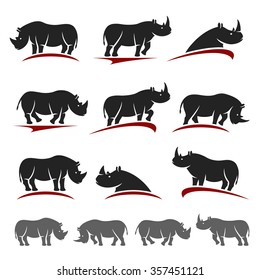 Rhinoceros set. Vector