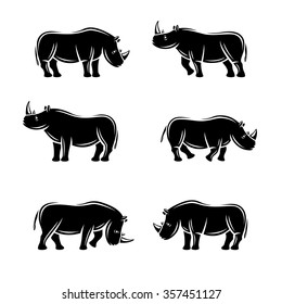 Rhinoceros set. Vector