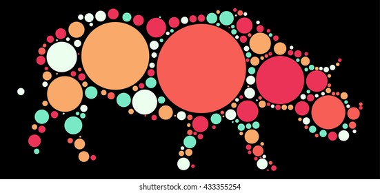 rhinoceros shape vector design by color point