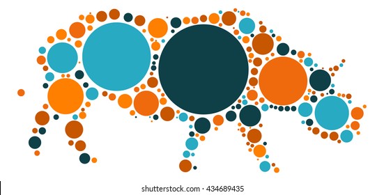 rhinoceros shape vector design by color point