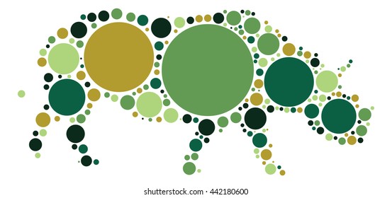 rhinoceros shape vector design by color point