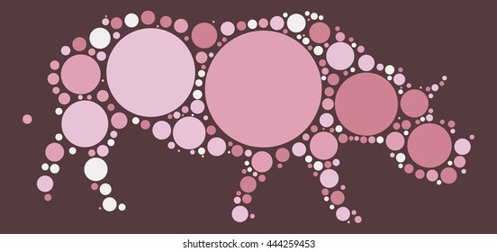rhinoceros shape vector design by color point