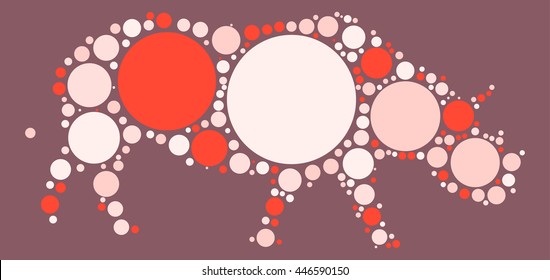 rhinoceros shape vector design by color point