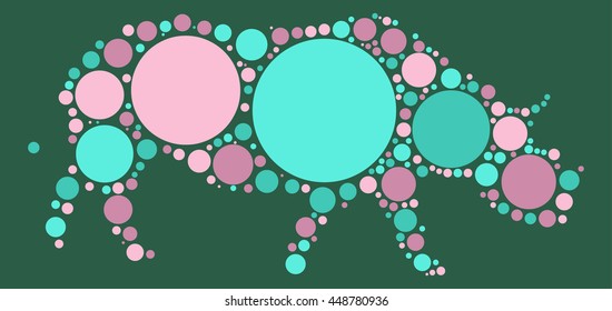 rhinoceros shape vector design by color point