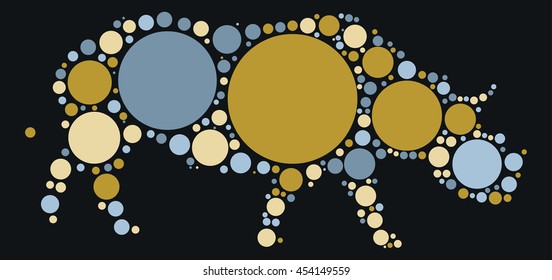 rhinoceros shape vector design by color point