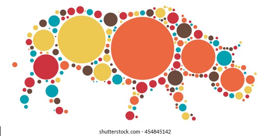 rhinoceros shape vector design by color point