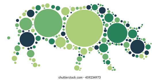 rhinoceros shape vector design by color point