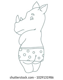rhinoceros in short coloring page