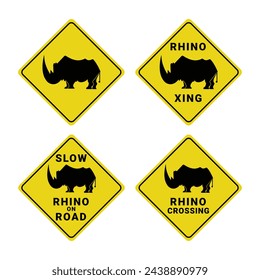 rhinoceros sign vector illustration. sign animal crossing. isolated white background