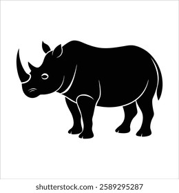 A rhinoceros silhouette illustration on white background, rhino vector illustration.