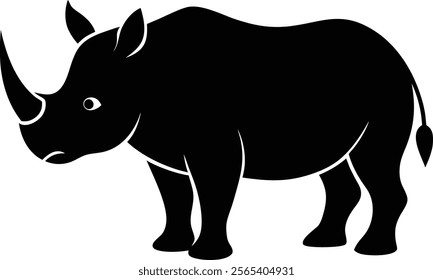  Rhinoceros silhouette isolated on white background. Rhinoceros sign vector illustration design