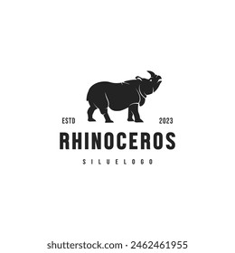 ilustración de diseño de logotipo de silueta de rinoceronte