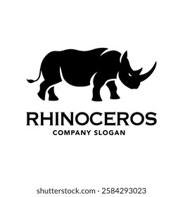 Rhinoceros silhouette logo icon. Rhino symbol. Rhino sign. Wild rhino vector illustration