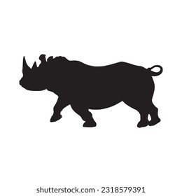 rhinoceros silhouette set collection isolated black on white background vector illustration