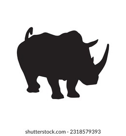 rhinoceros silhouette set collection isolated black on white background vector illustration