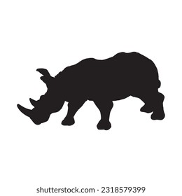 rhinoceros silhouette set collection isolated black on white background vector illustration