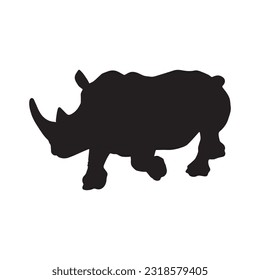 rhinoceros silhouette set collection isolated black on white background vector illustration
