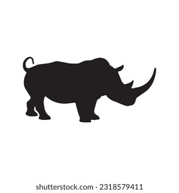 rhinoceros silhouette set collection isolated black on white background vector illustration