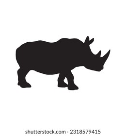rhinoceros silhouette set collection isolated black on white background vector illustration
