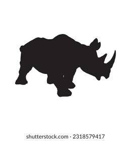 rhinoceros silhouette set collection isolated black on white background vector illustration