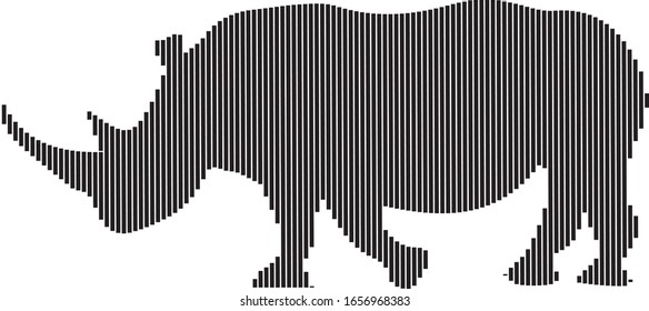 Rhinoceros silhouette vector illustration isolated in line art with white background.