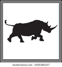 Rhinoceros silhouette vector , wildlife animal illustration.