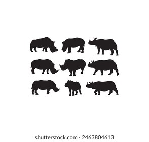 Rhinoceros Silhouettes, art vector design
