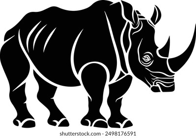 Rhinoceros Silhouettes.Set of design elements