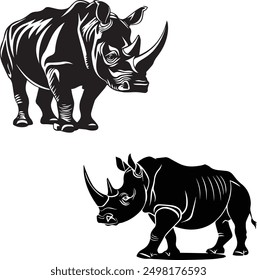 Rhinoceros Silhouettes.Set of design elements