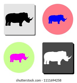 Rhinoceros. simple flat vector icon illustration on four different color backgrounds