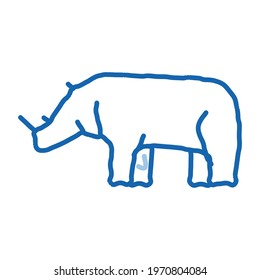 Rhinoceros sketch icon vector. Hand drawn blue doodle line art Rhinoceros sign. isolated symbol illustration