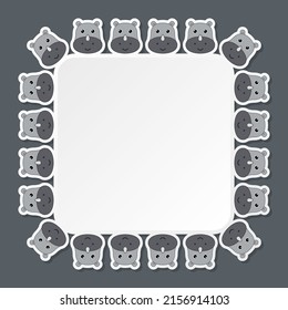 Rhinoceros with square frame for banner, poster, and greeting card