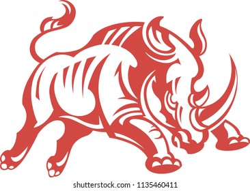 rhinoceros stencil art