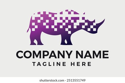 Rhinoceros tech logo vector icon design template, Rhino Tech Logo Stock Vector art, animal logo branding vector illustration.