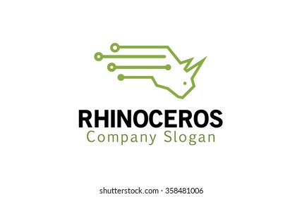 Rhinoceros Technology Logo Vector Symbol Design Illustration