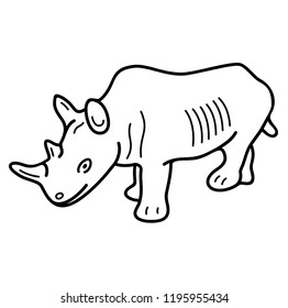 Rhinoceros. Vector flat outline icon illustration isolated on white background