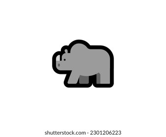 Rhinoceros vector icon on a white background. Rhinoceros emoji illustration. Isolated Rhino vector emoticon