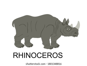 Rhinoceros vector illustration isolated on white background. Rhino, animal from Africa.