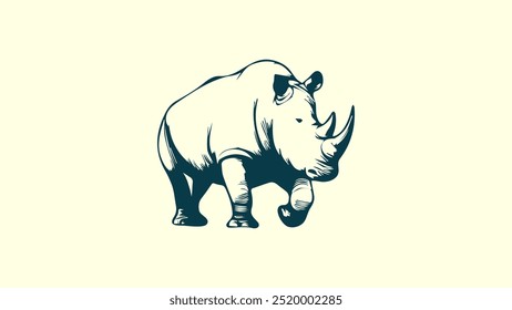 rhinoceros vector illustration on white background, side view.