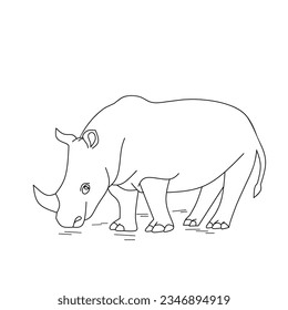 Rhinoceros vector illustration, realistic animal sketch, suitable for Vintage Logo. etching style.