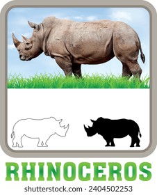 Rhinoceros Vector aislado de arte animal