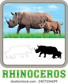 Rhinoceros Vector aislado de arte animal